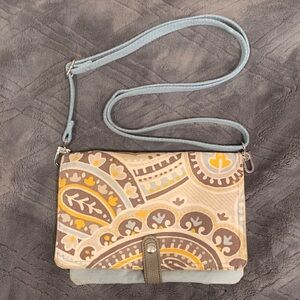 Thirty-One Paisley Crossbody Bag - Brown and Yellow